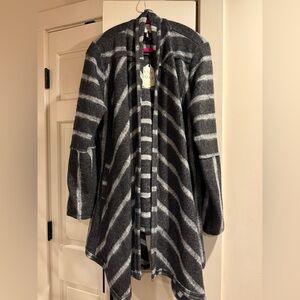 Knox Rose long sleeve cardigan grey stripes XL